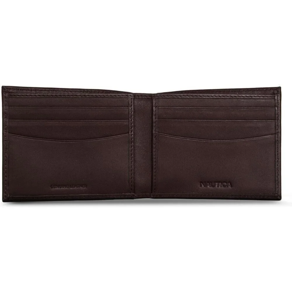 Men's Sail - Brown Bifold Leather Wallet RFID Blocking ID Window Card Slots